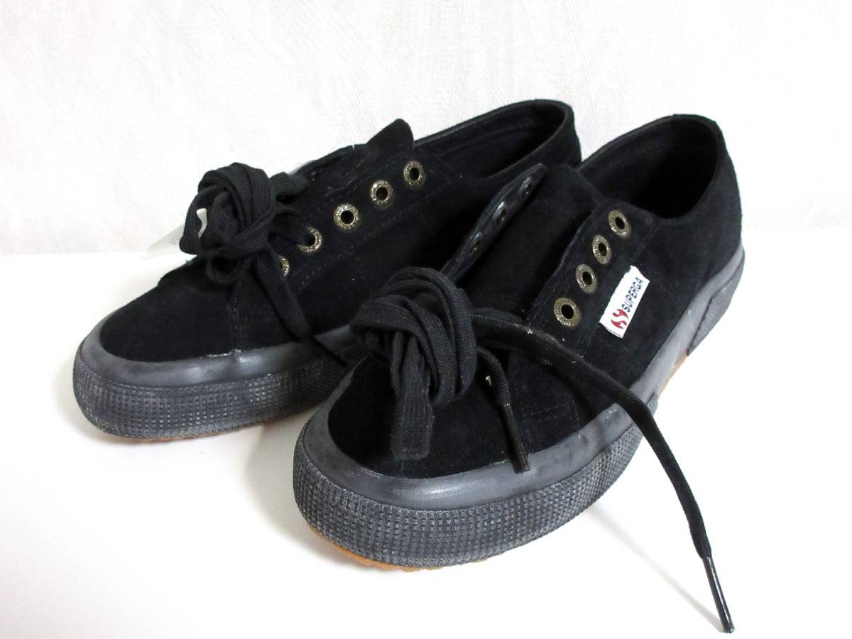 未使用品 スペルガ SUPERGA スエード スニーカー 黒 ブラック 36 北1403_画像1