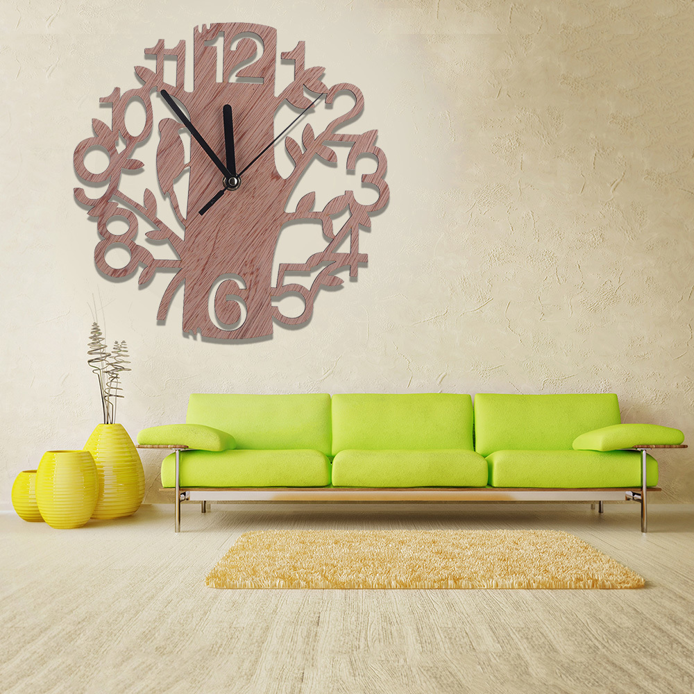 *1 иен старт * красочный дизайн Classic дерево стена часы мода немой часы living салон стена оборудование орнамент 