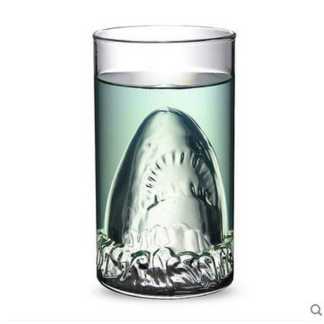 ◆1円スタート◆サメ 二重壁ガラスカップ 350ミリリットル ビール ウォッカ ウイスキーショットガラス マグ AT6780の画像4