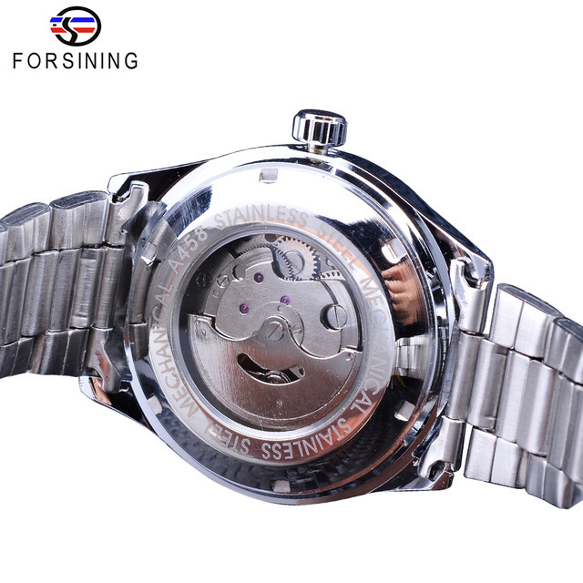  автоматический наручные часы мужской черный серебряный нержавеющая сталь календарь 