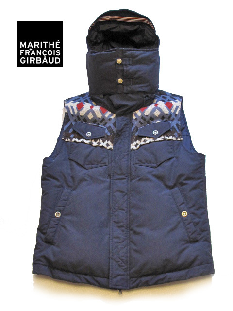 * beautiful goods MARITHE FRANCOIS GIRBAUD Mali te+ franc sowa* Jill bo- down vest size L navy men's functionality hood 