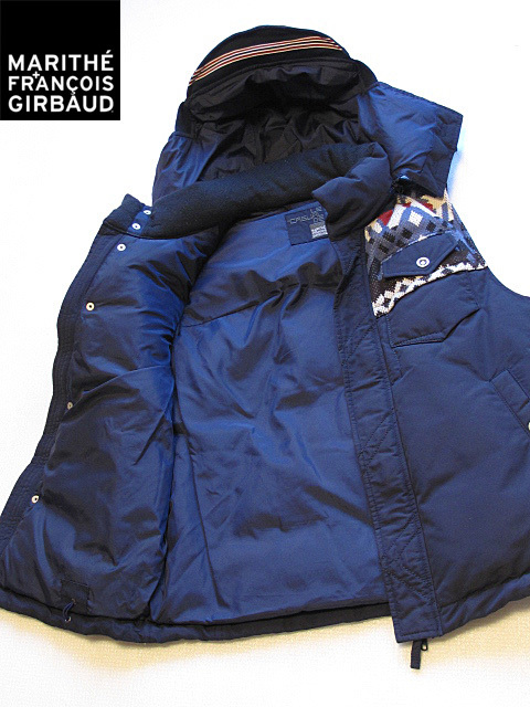 * beautiful goods MARITHE FRANCOIS GIRBAUD Mali te+ franc sowa* Jill bo- down vest size L navy men's functionality hood 