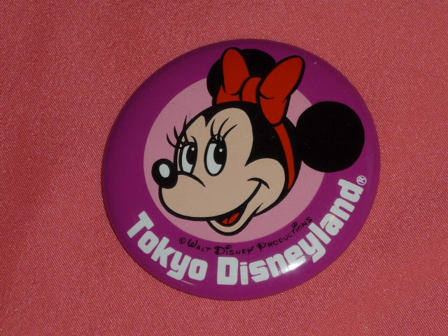  ultra rare! retro Tokyo Disney Land Minnie Mouse can badge middle 