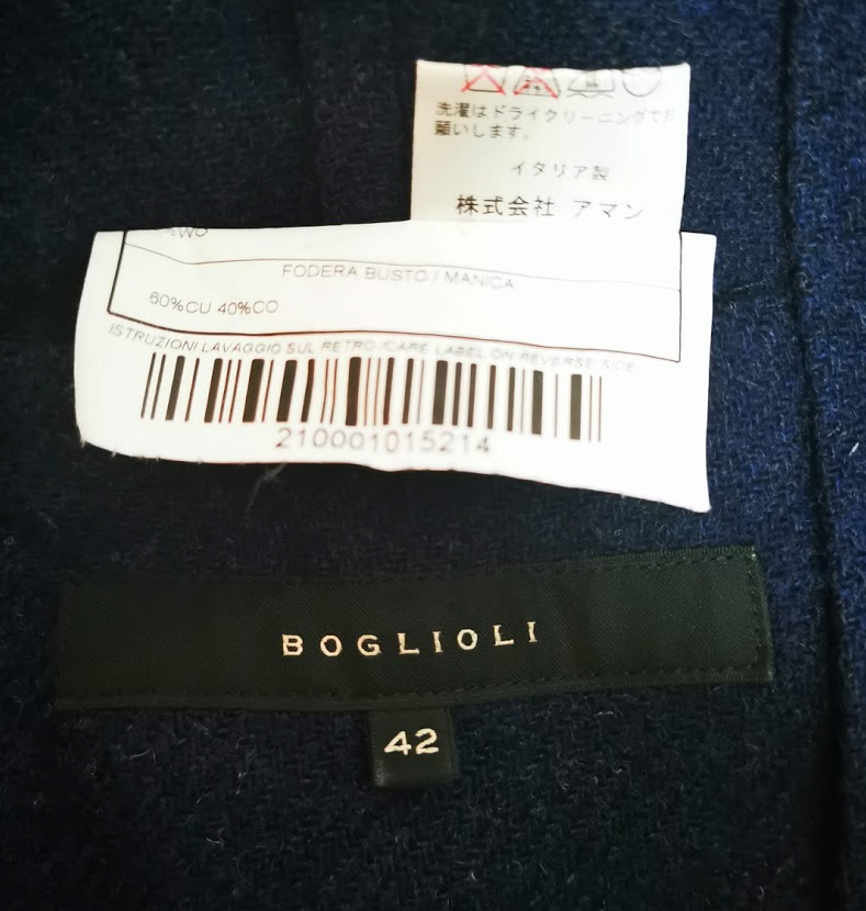 【美品】ボリオリ ツイード ウールジャケット(紺)42/BOGLIOLI/イタリア製_画像4