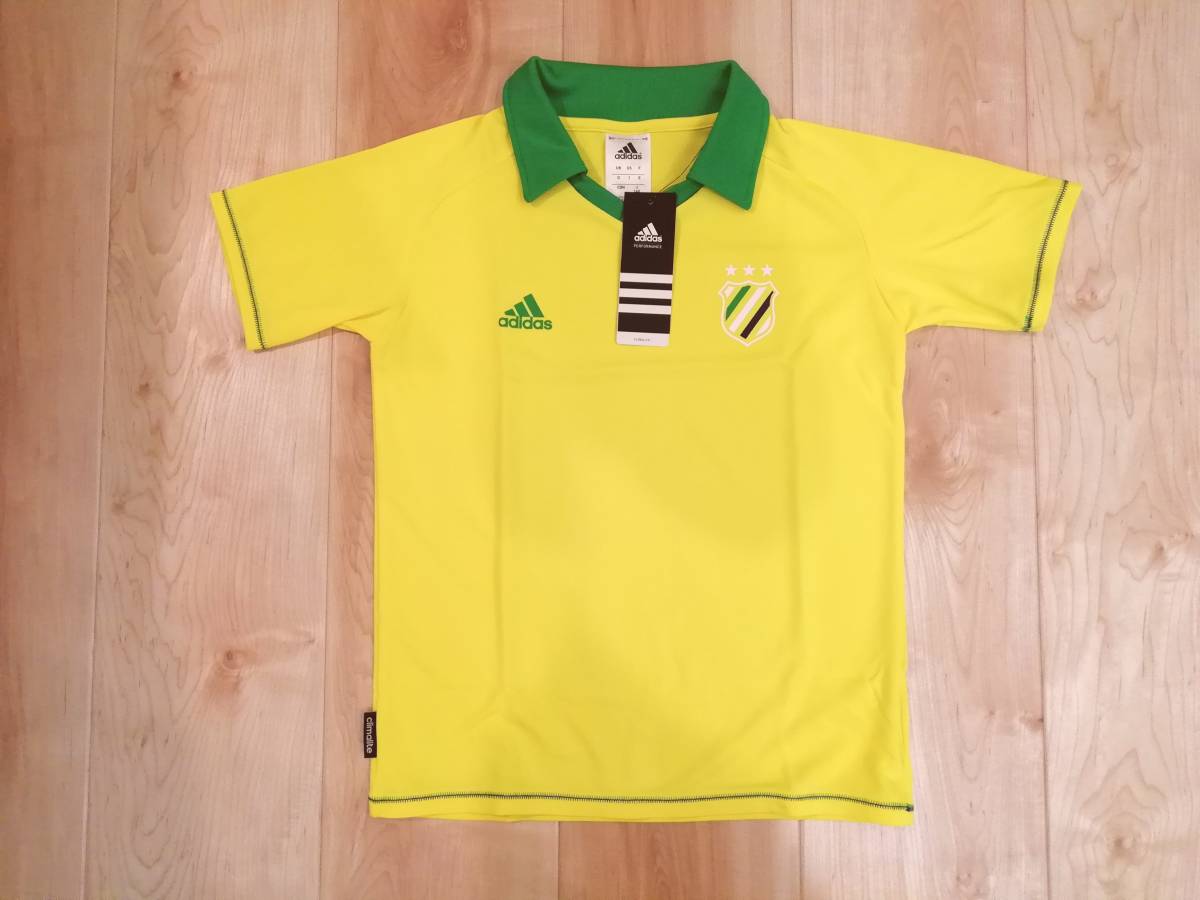  Adidas adidas 140 футбол короткий рукав футболка желтый цвет зеленый воротник есть Brazil 