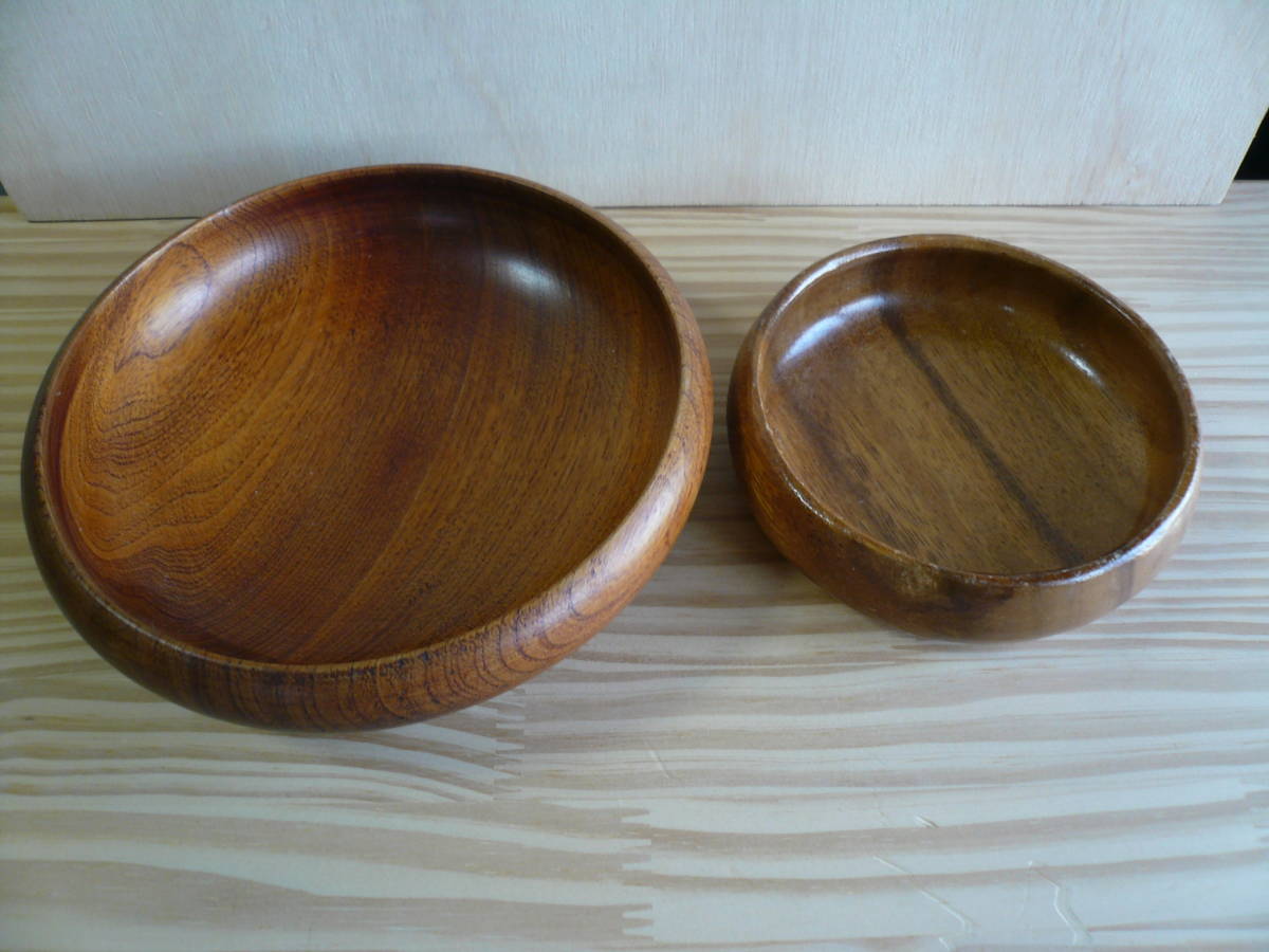 ２個　小物入れ　木皿　平皿　ウッドディッシュ　和風　ナチュラル　天然木　ウッドトレイ　木製　15.8 x 4.6cm(H)　10.8 x 3.7cm(H) _画像1