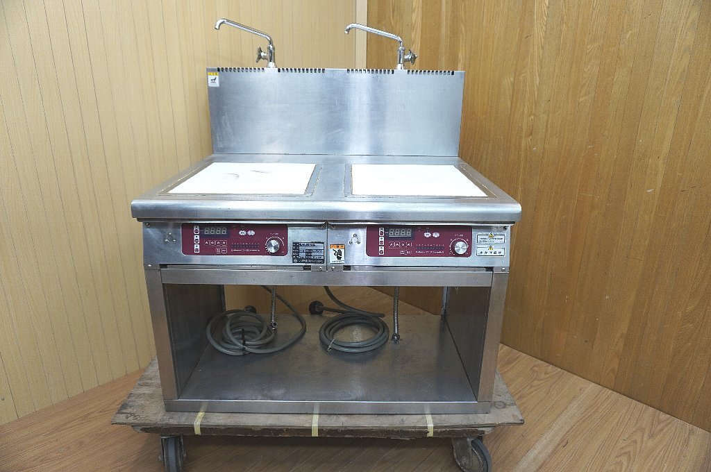 L019 北沢産業 業務用 2連2口電磁調理器 3相200V IHコンロ 蛇口付き