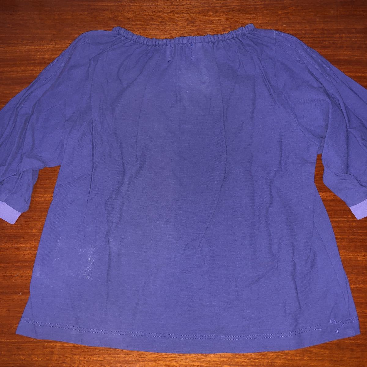 【ANNA SUI mini／アナスイミニ】　半袖カットソー　110㎝　中古　青紫　リボン　レース　上品_画像4