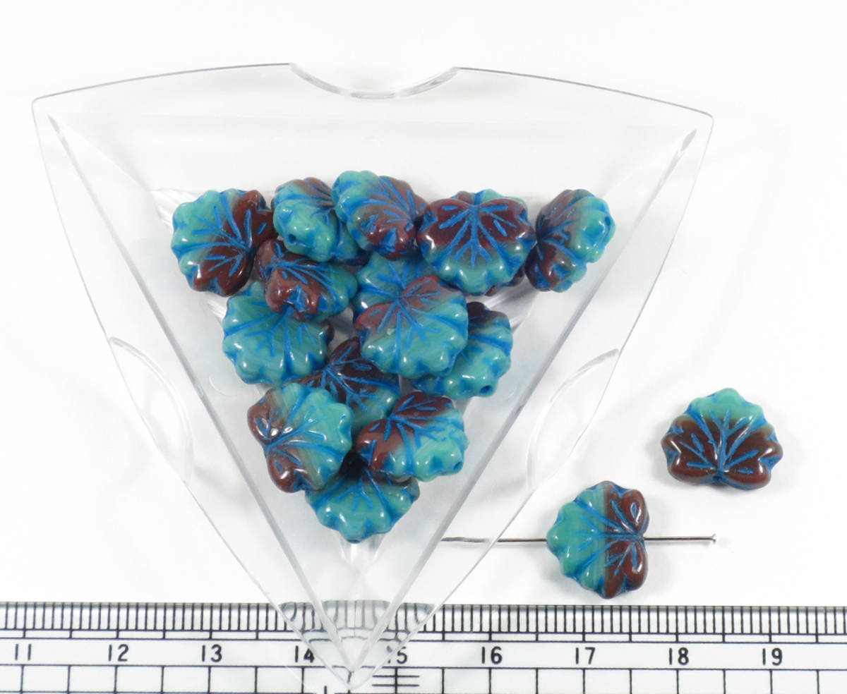 # Czech made beads leaf blue × Brown 13×11mm 5 piece #