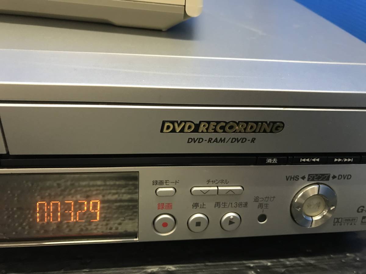 パナソニック DVD/VHS レコーダー DMR-E70V リモコン付 中古品K-8670の画像2