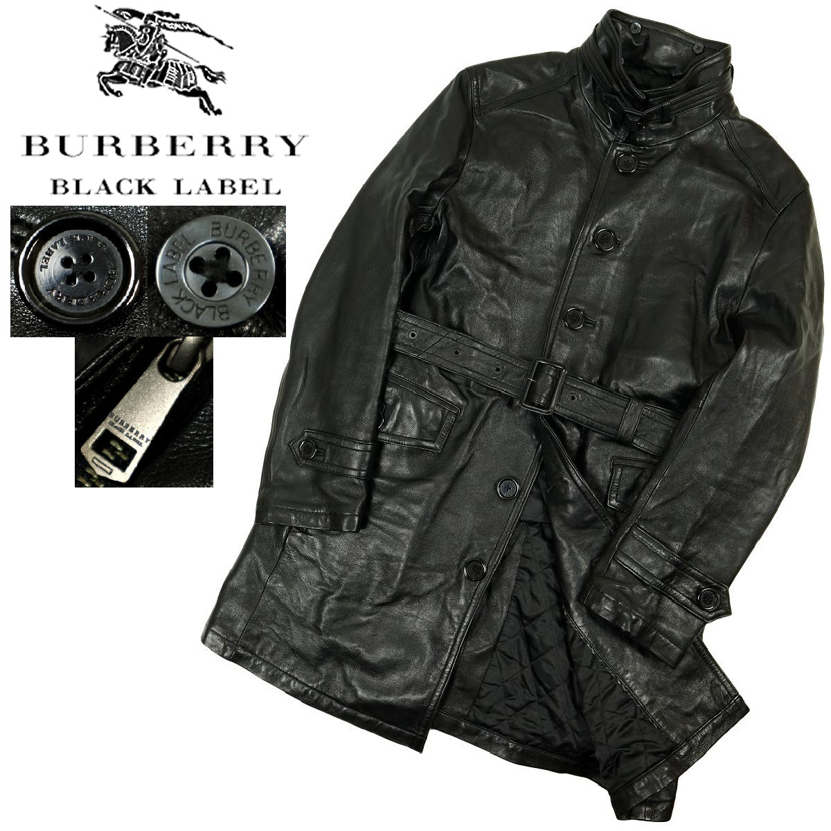 B923】【極美品】【羊革】BURBERRY BLACK LABEL バーバリーブラック