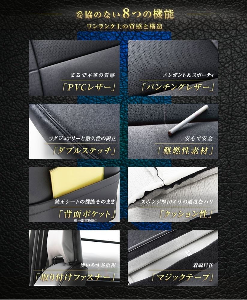 【Azur/アズール】 フロントシートカバー ヘッドレスト分割ハシゴ型 スズキ ジムニー JA11V [AZ07R10]_画像2