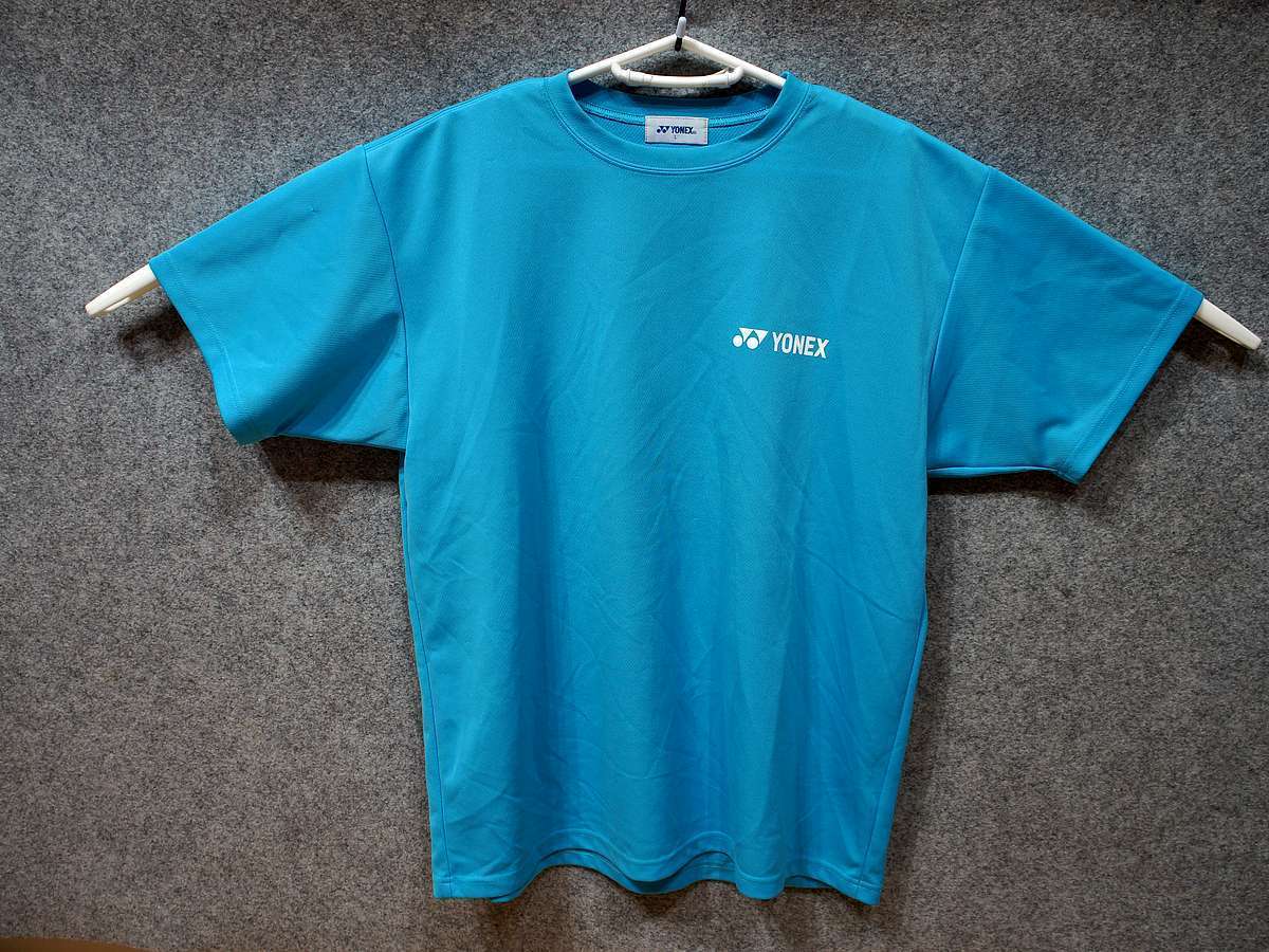 ヨネックス YONEX - テニス バドミントン USED美品 半袖 Tシャツ プラシャツ SIZE:L カラー:水色系 高機能高デザイン