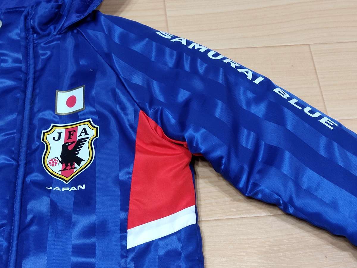 オフィシャル JFA サッカー 日本代表 USED 長袖 ベンチコート ウィンドブレーカー SIZE:100 カラー:青系 かっこいい！_画像2