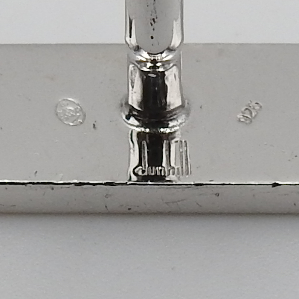[ regular goods ] Dunhill dunhill necktie pin cuffs set necktie pin tiepin Thai bar with logo silver 925 silver made 