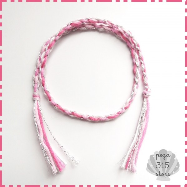 [ free shipping ] anklet mi sun ga pair neck 2 ps SET pink silver tweed MIX