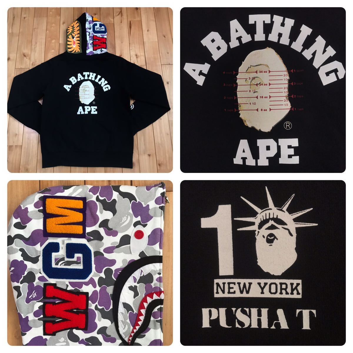NY10周年記念 PUSHA T シャーク パーカー shark full zip hoodie New york camo ニューヨーク a bathing ape bape NYC 10th エイプ ベイプ