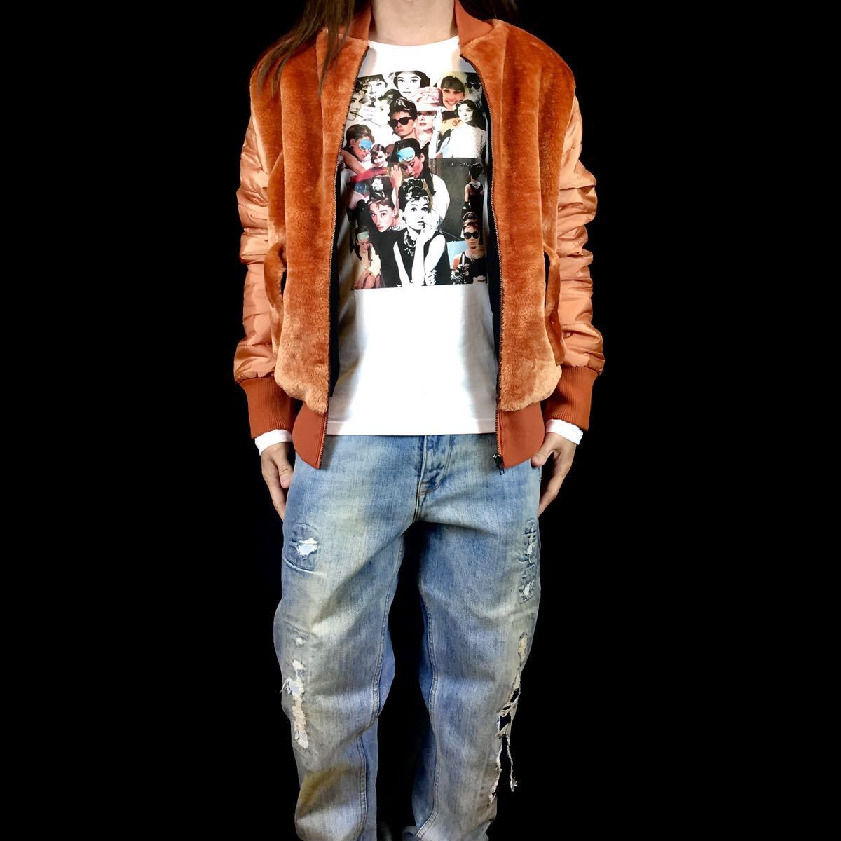 新品 オードリーヘプバーン 映画 ファッション コラージュ ロンT 長袖 Tシャツ XS S M L XL ビッグ オーバー サイズ XXL~4XL パーカー 対応_画像5