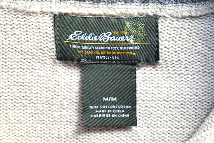 【送料無料】エディーバウアー ハーフジップ セーター アウトドア コットンニット メンズM Eddie Bauer CH0445