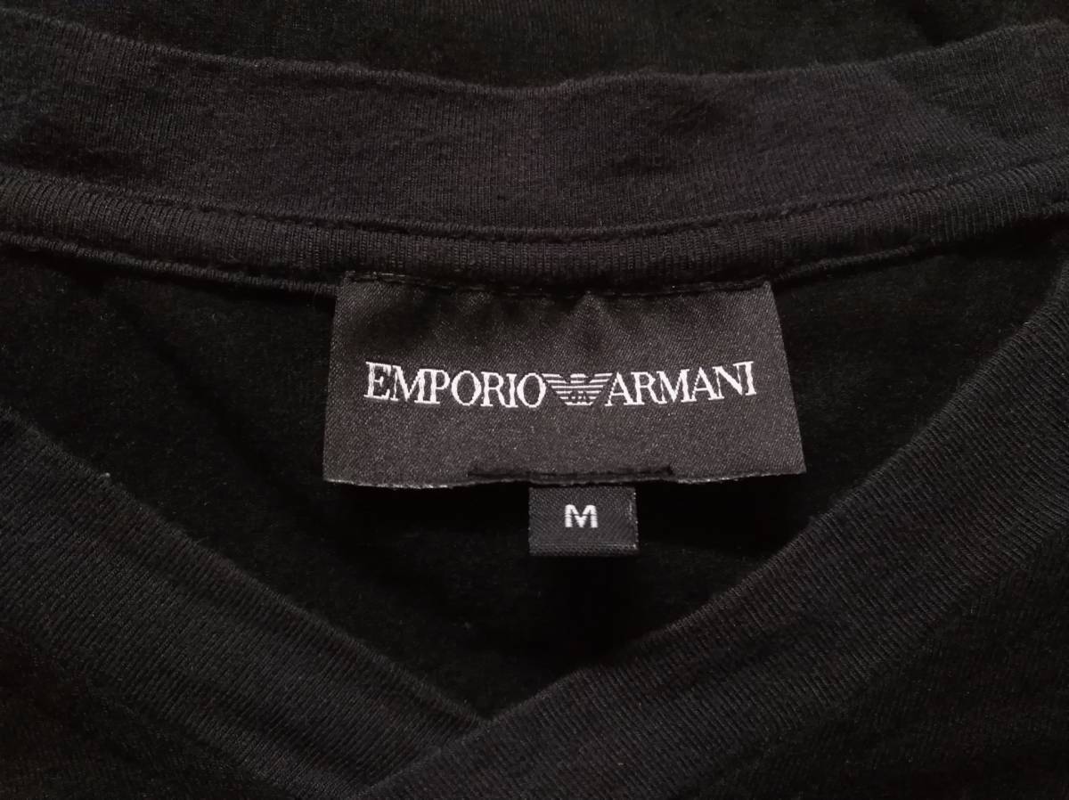 エンポリオアルマーニ EMPORIO ARMANI GAイーグル 刺繍 ウール カットソー 長袖 M 黒 ブラック メンズ ウエア シャツ GA イーグル