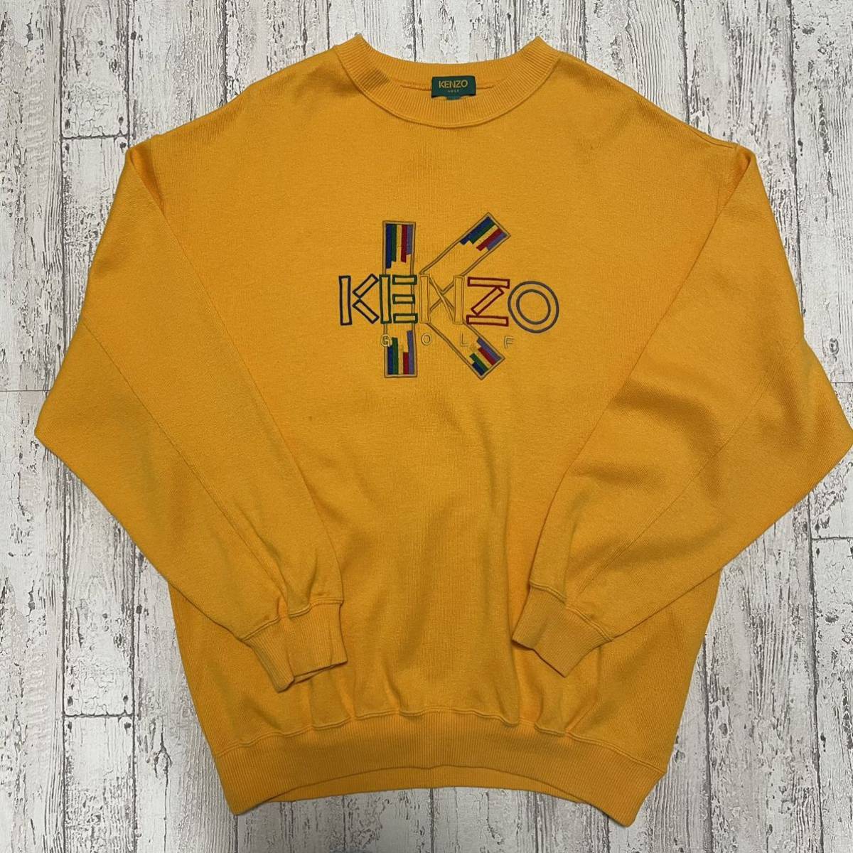 KENZO ケンゾー スウェットトレーナー 刺繍ロゴ マスタード KENZO ケンゾー スウェットトレーナー 刺繍ロゴ マスタード