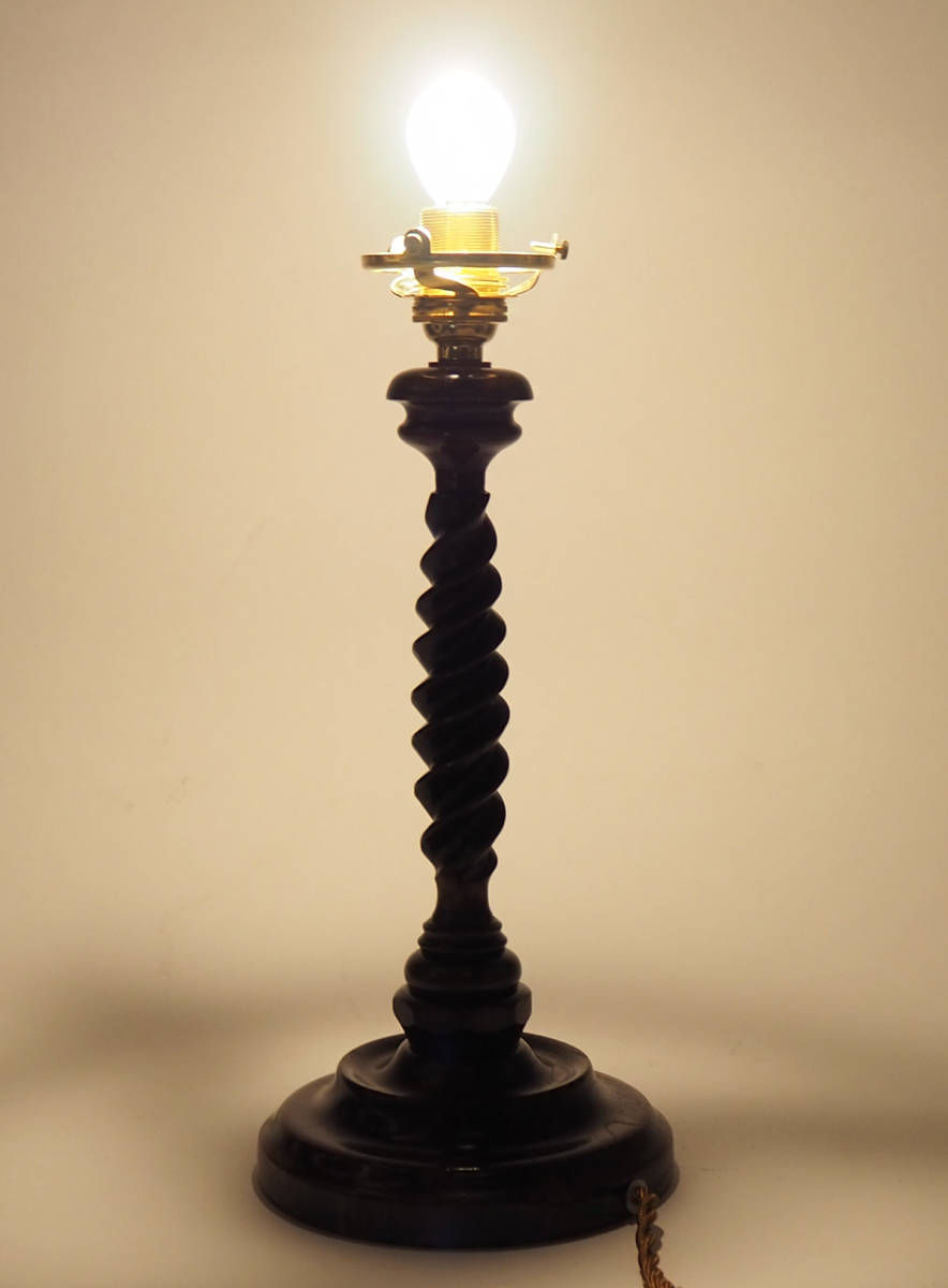  twist wooden lamp stand 1 point thing desk lighting table light hand made handmade antique furniture liking . person .068