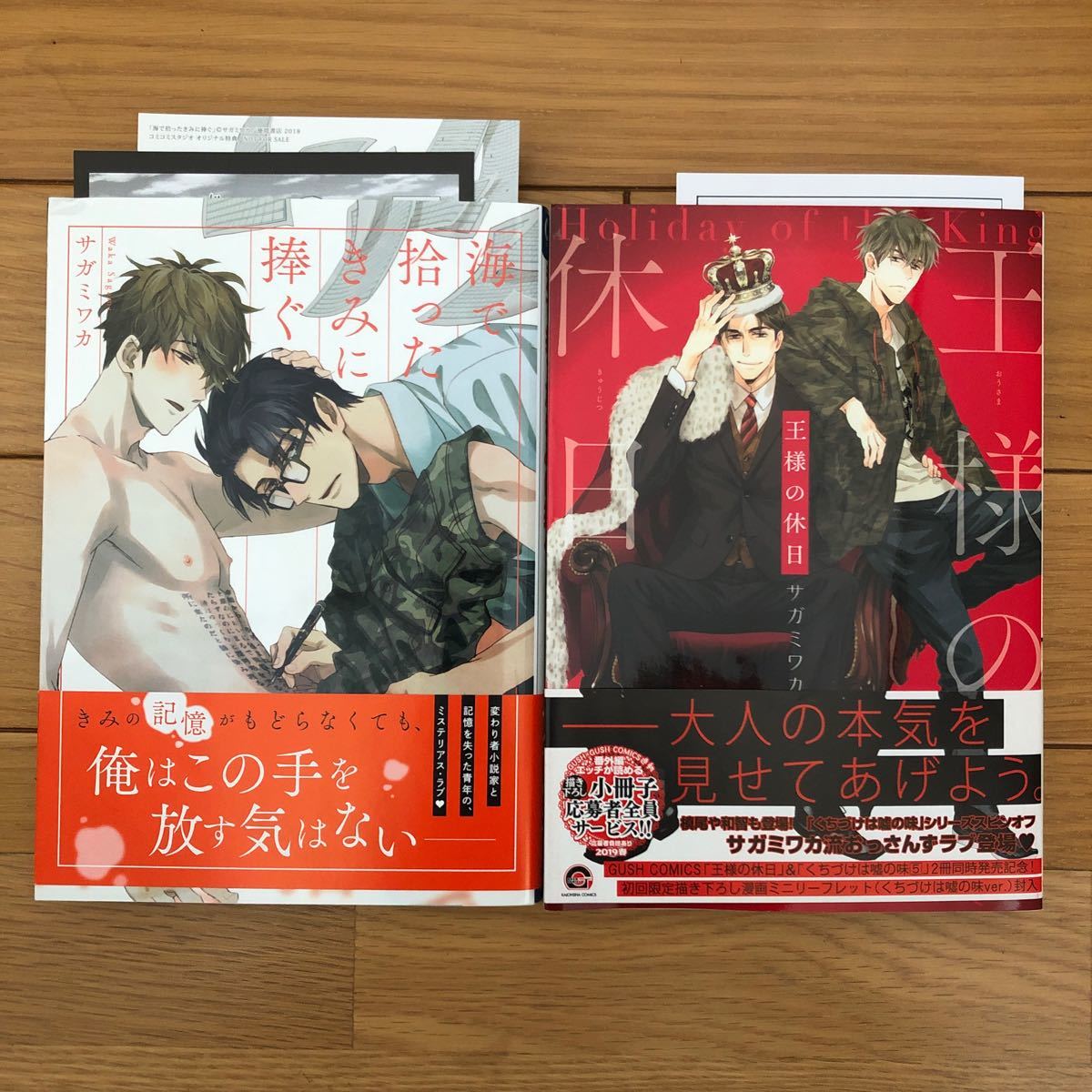 BL 2冊  サガワミカ先生　「王様の休日 」                「海で拾ったきみに捧ぐ」