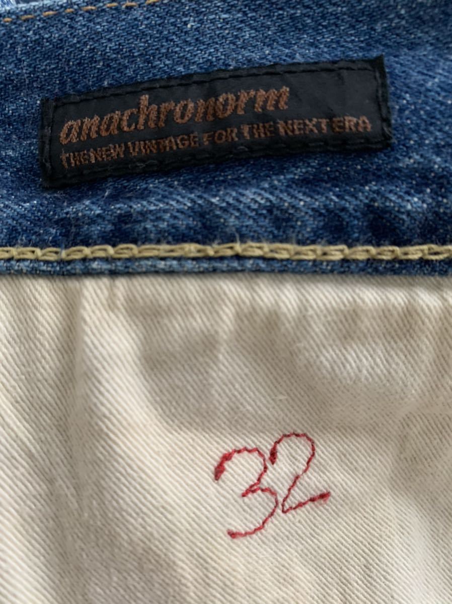 ANACHRONORM アナクロノームダメージ加工デニム W32 ウエスト約 ANACHRONORM アナクロノームダメージ加工デニム W32 ウエスト約