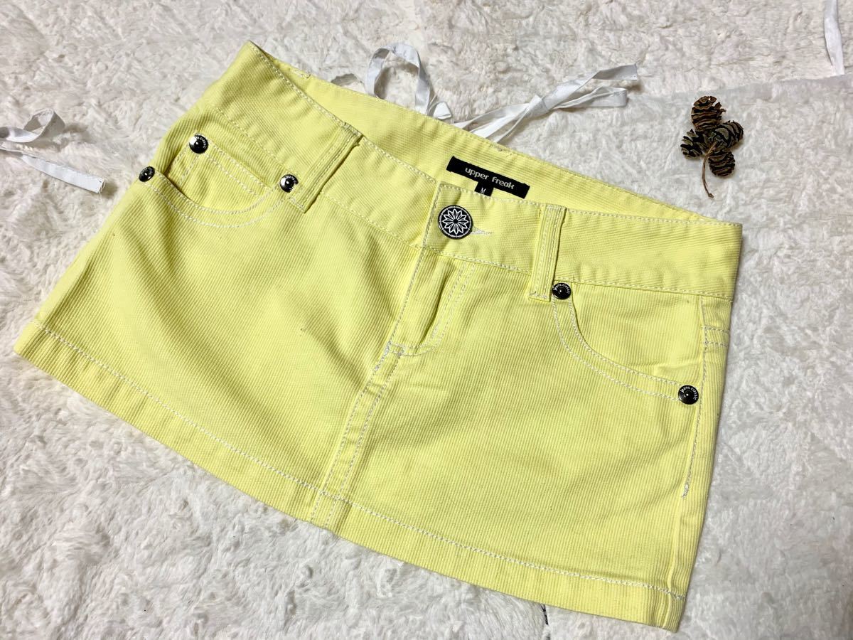 ミニスカート　UPPER FREAK コーデュロイスカート黄色　サイズ　M (送料無料)
