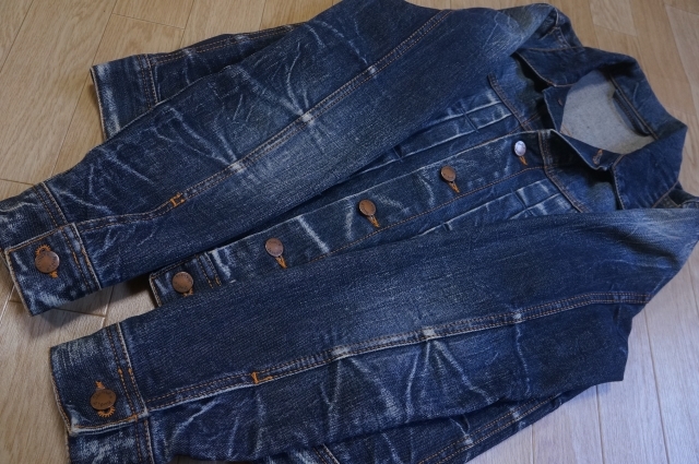 H614　即決　Nudie Jeans ヌーディージーンズ　SONNY ソニー　NJ3136　ハードなユーズド加工　デニムJKT　Gジャン　S　_画像9