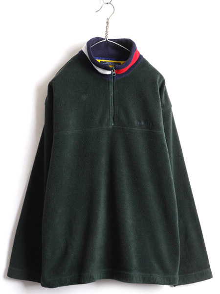 90's ■ TOMMY HILFIGER 襟 フラッグ カラー 切替 ジップ ハイネック プルオーバー フリース ジャケット ( メンズ M ) トミーヒルフィガー