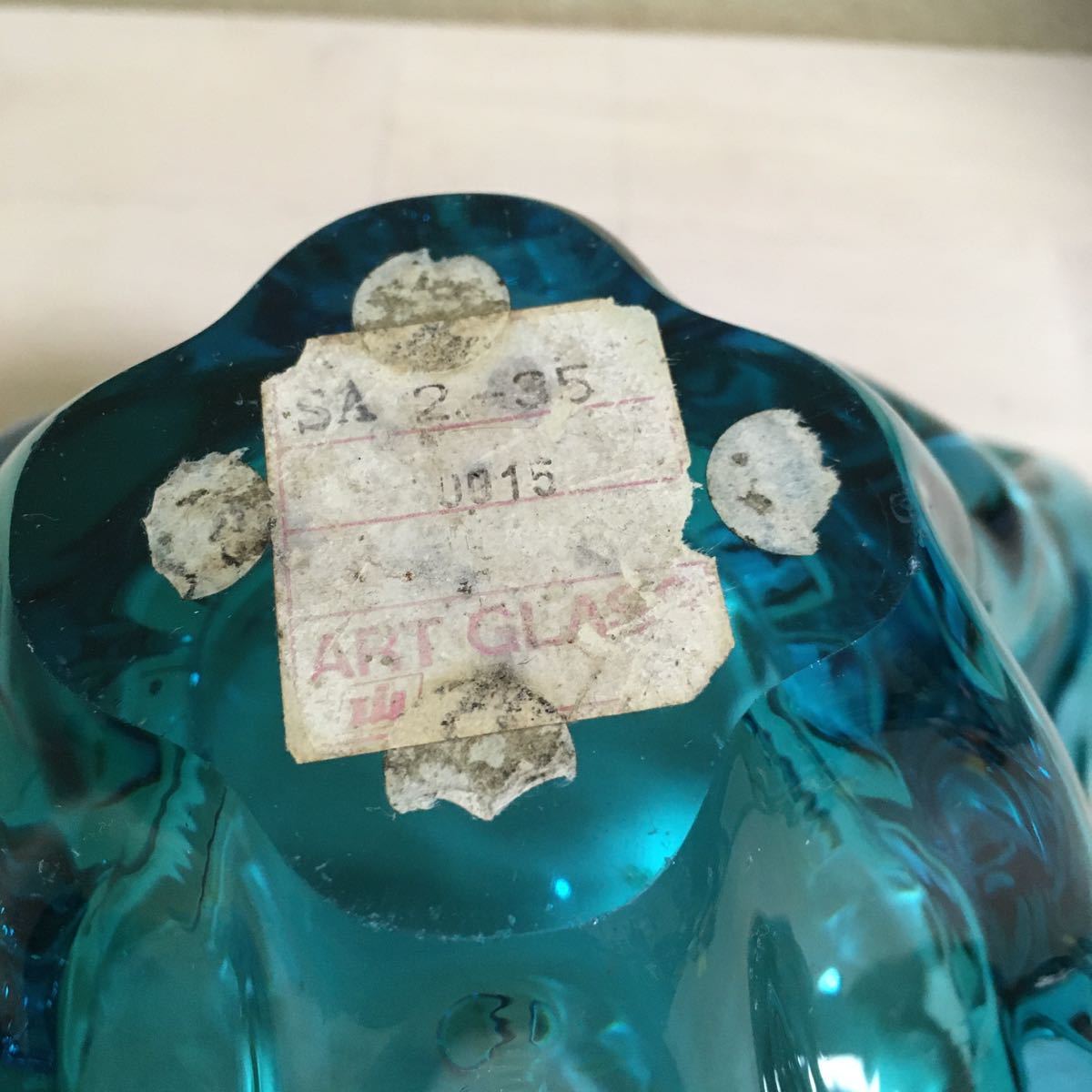 灰皿 アッシュトレイ ブルー ガラス アンティーク (1096)_画像6
