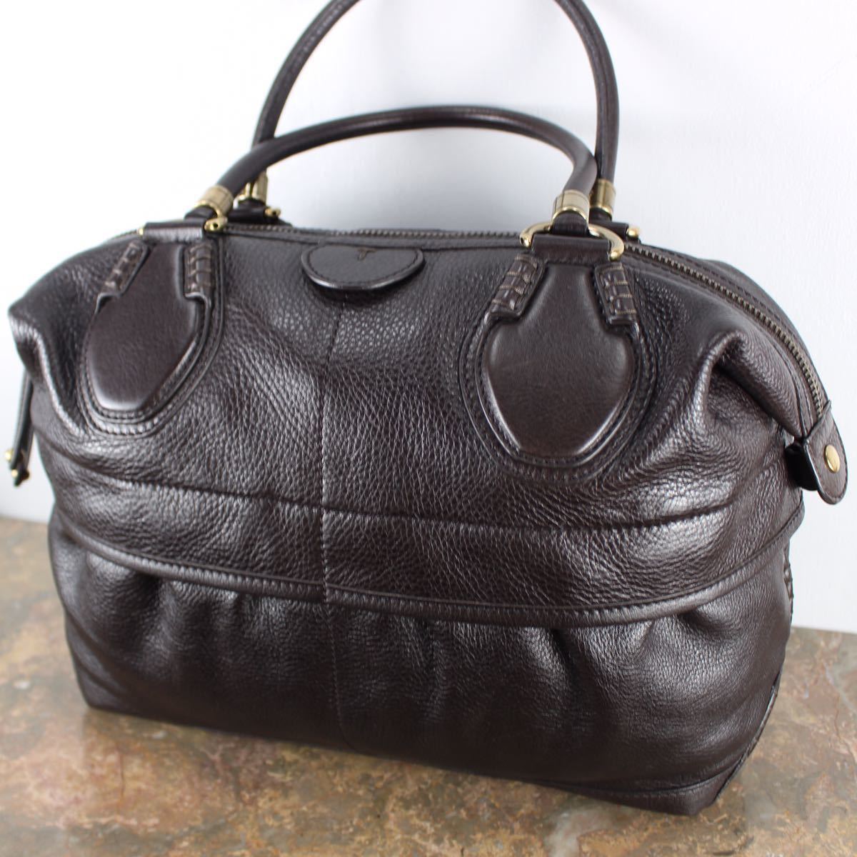 TOD'S LEATHER BOSTON BAG MADE IN ITALY/トッズレザーボストンバッグ_画像3