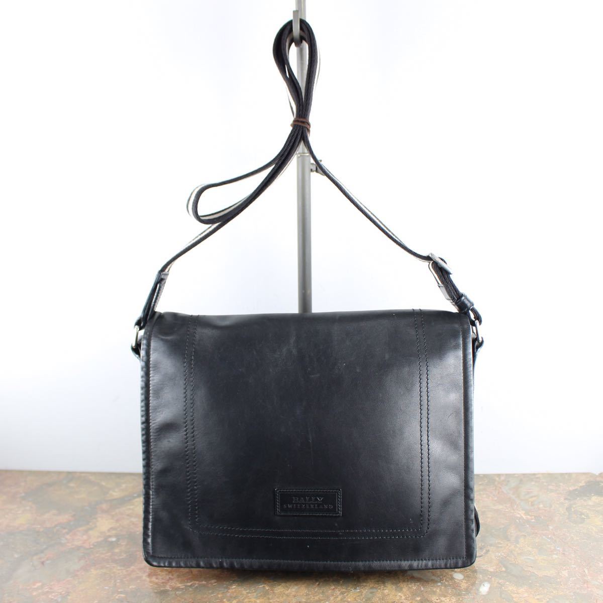 BALLY LINE LEATHER SHOULDER BAG/バリーラインレザーショルダーバッグ