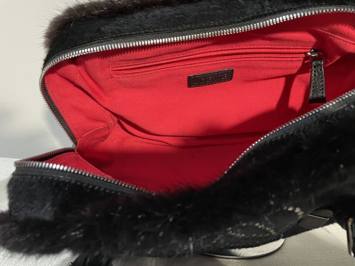 美品貴重ロエベLOEWEミンクハンドバッグレザー毛皮ファーレディース 美品貴重ロエベLOEWEミンクハンドバッグレザー毛皮ファーレディース