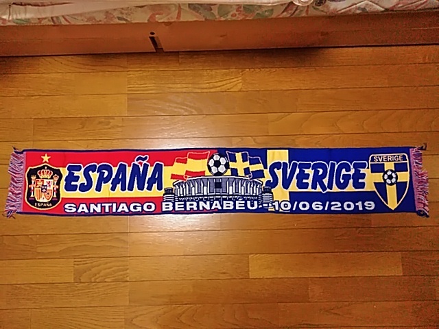 サンティアゴ・ベルナベウ 現地購入 EURO2020 スペイン代表 応援タオル 新品未使用品 欧州選手権 スウェーデン代表戦 サッカーグッズ_画像1