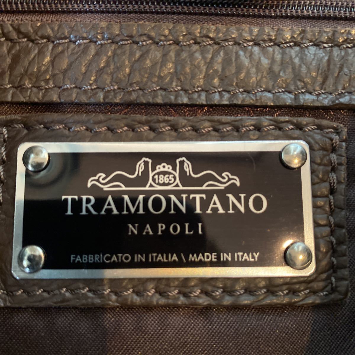 TRAMONTANO/トラモンターノ レザー トートバッグ　極美品　牛革　イタリア製　ダークブラウン　