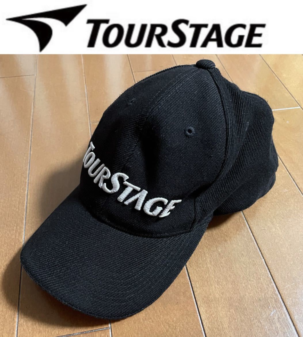 ★TOURSTAGE ツアーステージ★ブラックにホワイトロゴのゴルフキャップ/ブラック_画像1