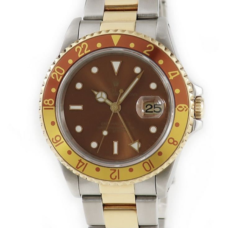 ロレックス ROLEX GMTマスター2 ルートビア 16713 K18YGxSS S番 茶 金 メンズ 腕時計 自動巻き ブラウン_画像4