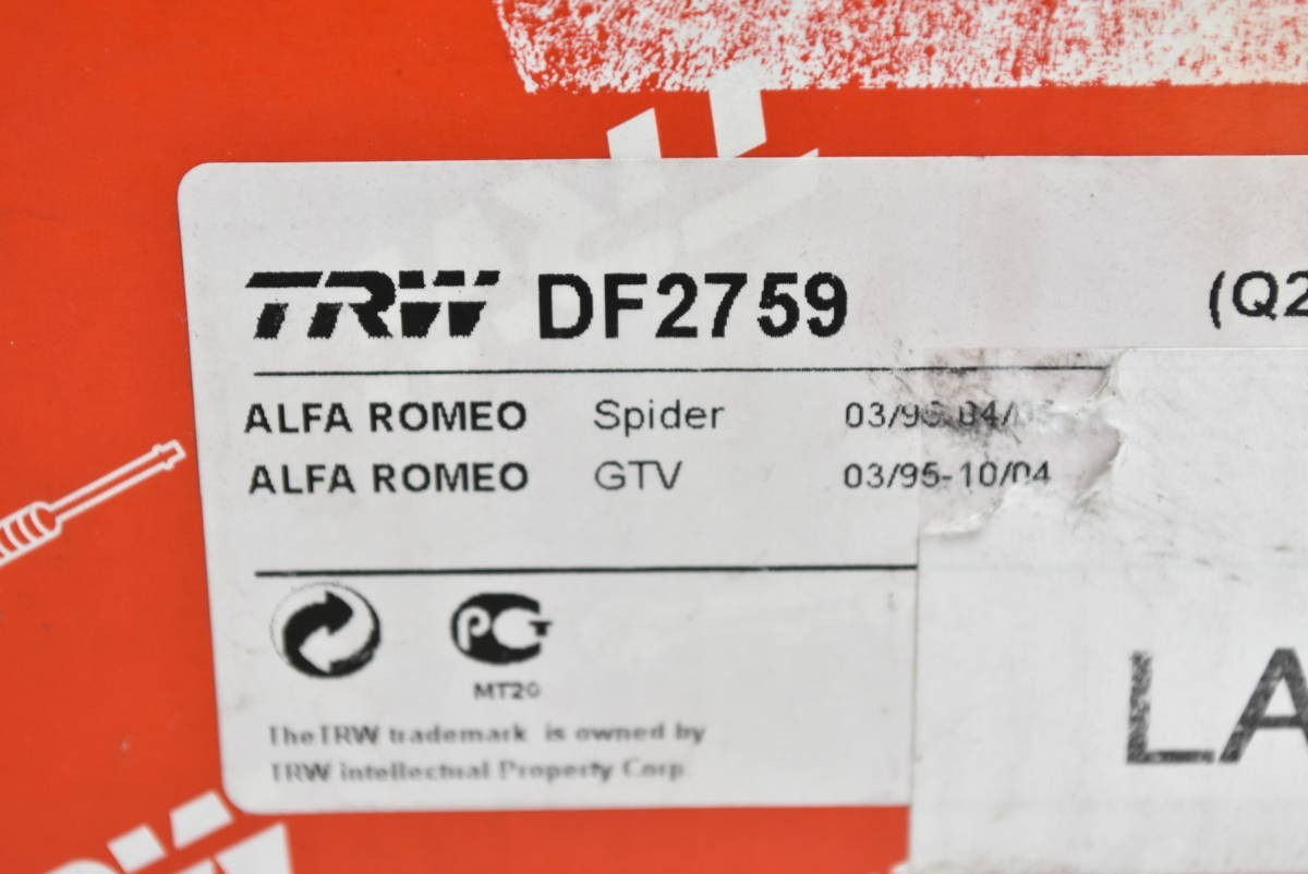 【新品未使用】アルファロメオ GTV/スパイダー用 TRW DF2759 ブレーキローター 2点 5穴 直径約280ｍｍ PCD98 ハブ径約58ｍｍ_画像6