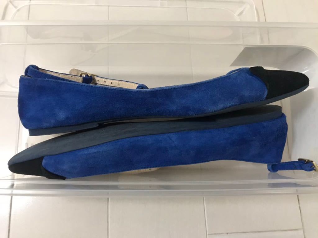  Tsumori Chisato cat flat shoes suede original leather ballet shoes strap blue navy 38 Italy made 191020