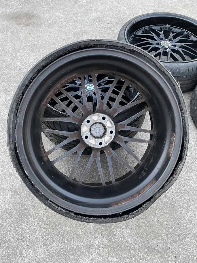 BMW 7シリーズ メッシュ E65/E66 22インチ アルミホイール 中古品 深リム 4本セット 22X9JJ +23 20X10.5JJ +20 PCD120_画像6