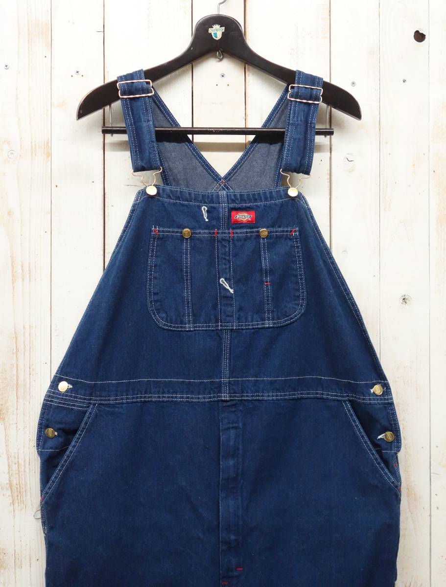 古着卸　VINTAGE US古着 ＊Dickies ディッキーズ ＊DENIM OVERALL デニムオーバーオール W42L30＊W416JEK ＊MADE IN MEXICO　_画像3