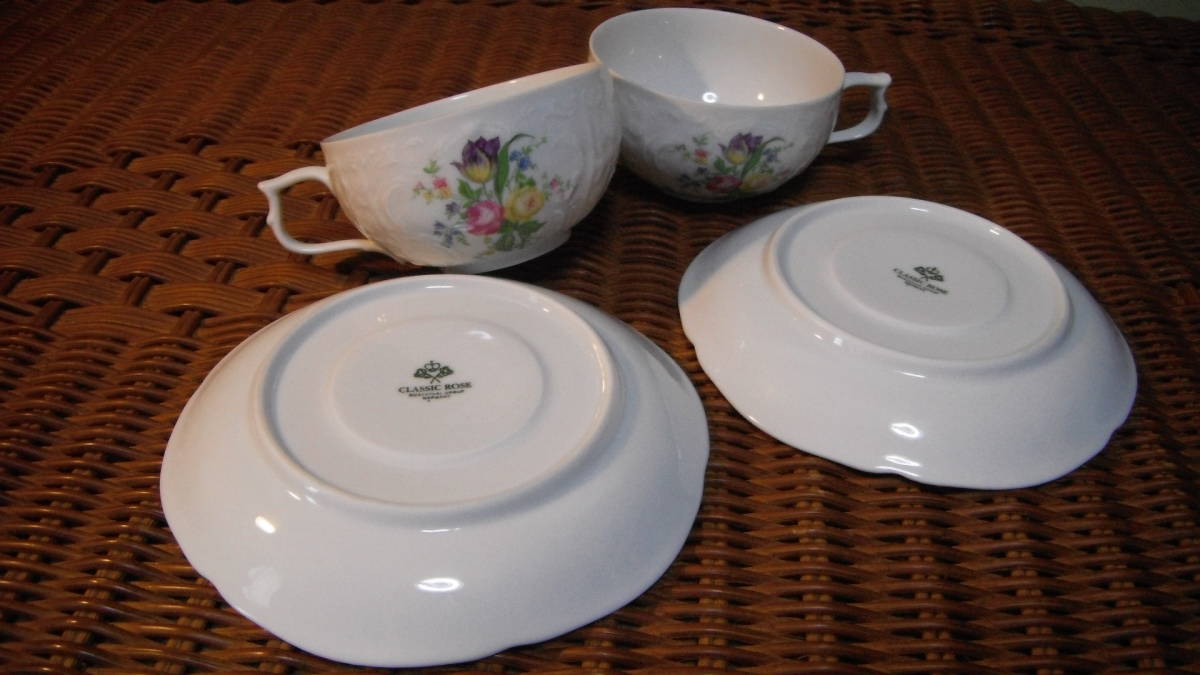  Rosenthal Classic rose pair cup & saucer relief / Germany made 