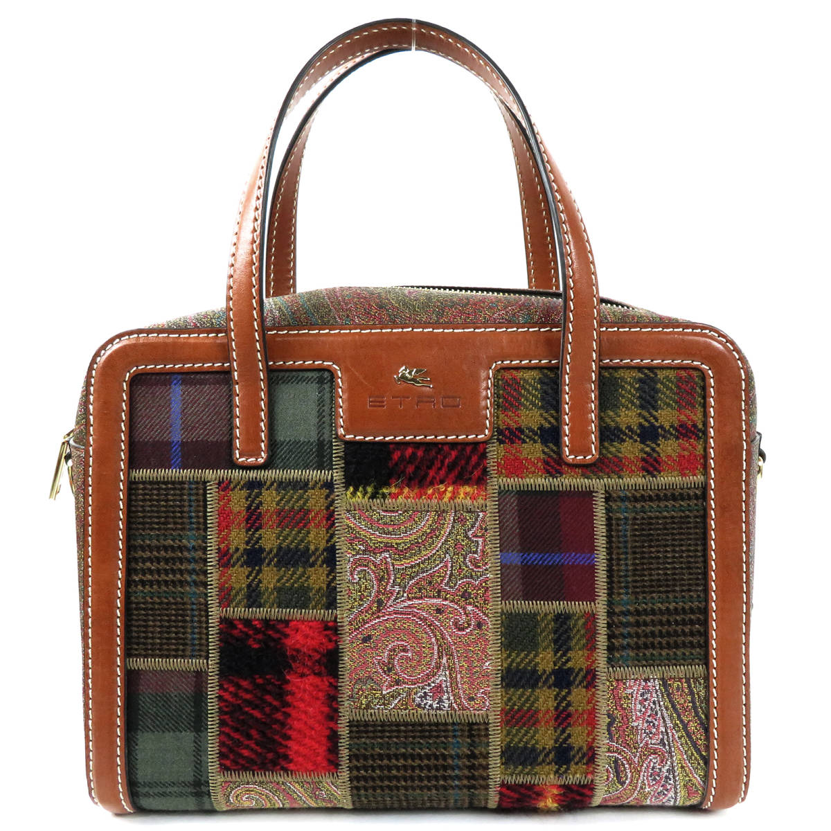 新品同様 ETRO エトロ パッチワーク ハンドバッグ ミニ ボストンバッグ