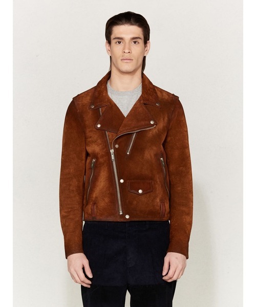 ゴールデングース Leather riders jacket brown suede with back logo