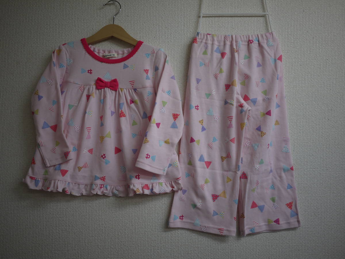 50％off/新/即☆Kids Foret☆ 100/Ｐ/女児/リボン総柄 パジャマ_画像1