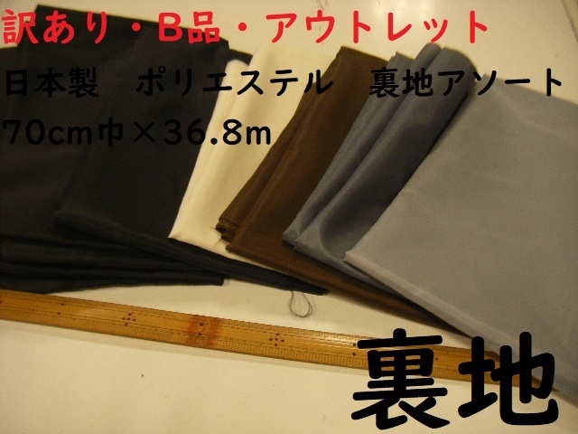 ◆即決◆36.8m３６８０円◆日本製 ポリエステル 裏地◆11枚 7色セット◆ 黒 紺 茶 グレー 白◆訳有 Ｂ品 アウトレット◆1mあたり100円◆6-4_画像1