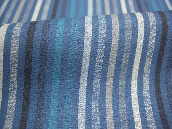 159005《生地の切売》ストライプ柄 ブルー 青色 ドビー織り シャツ・ハンカチ向け Ｗ幅 先染め 綿100% インド産【50cm単位】_拡大