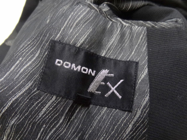 ビンテージ DOMON EX 90S ペイント デザイン ジップ テーラード ジャケット 黒 ブラック ペンキ アシンメトリー 総柄 ライニング 裏地 レア_画像9